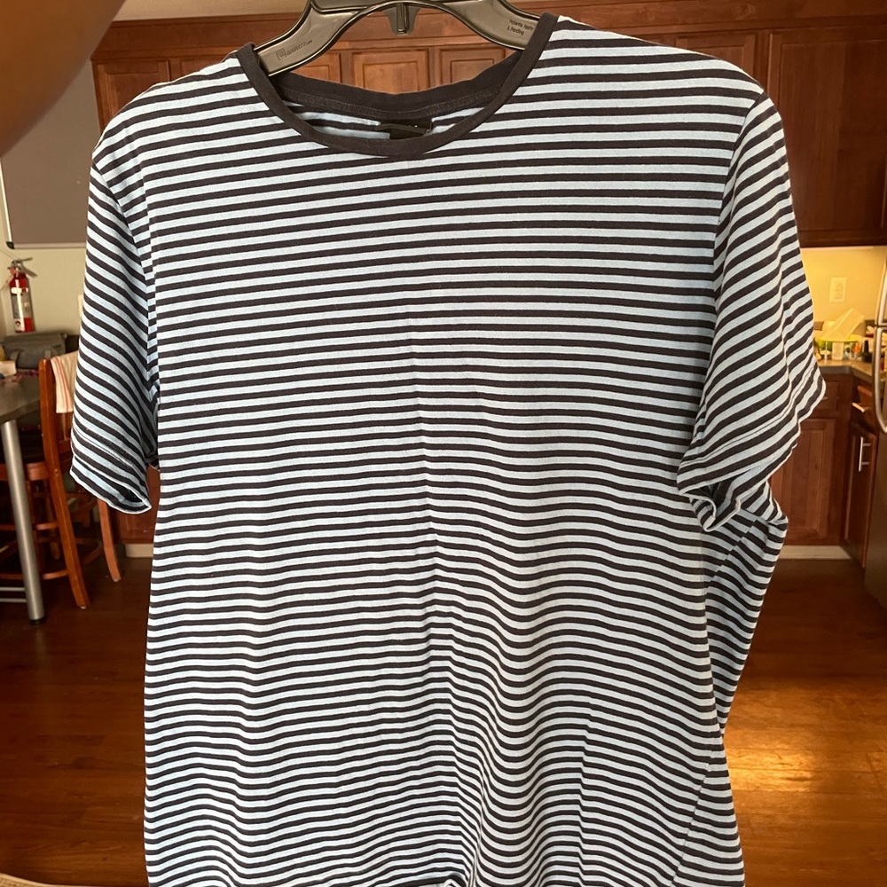 Blue and Black Striped Men's Shirt